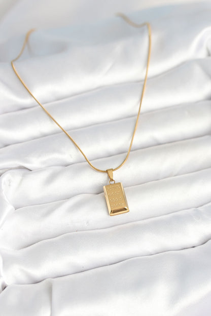316L Çelik Gold Renk Külçe Altın Model Kolye