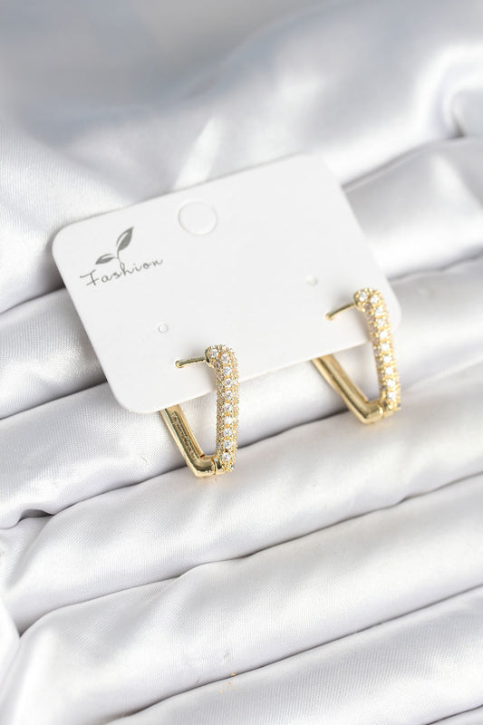 Triangle Women's Earrings with Zircon Detail