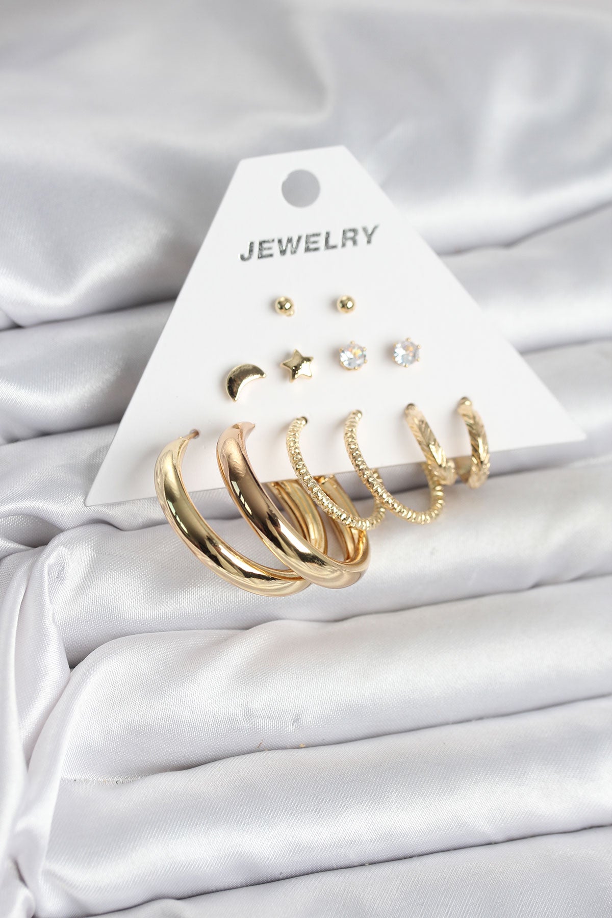 Brass Gold-Tone 6-Pair Women's Earrings Set