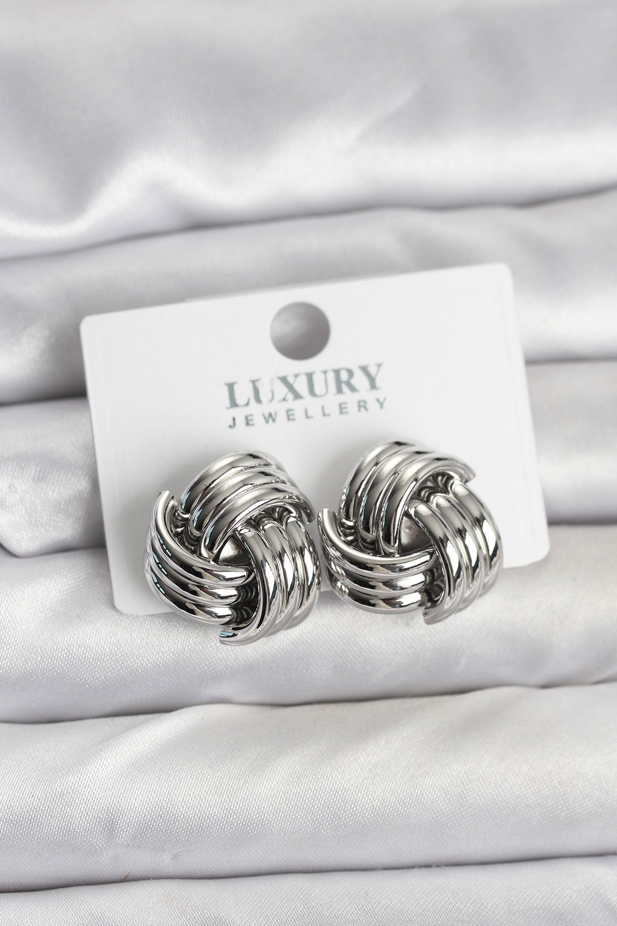 Brass Silver-Tone Spiral Women's Earrings