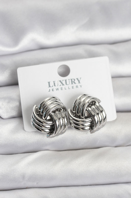 Brass Silver-Tone Spiral Women's Earrings