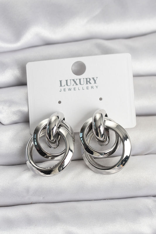 Brass Silver-Tone Women's Hoop Earrings
