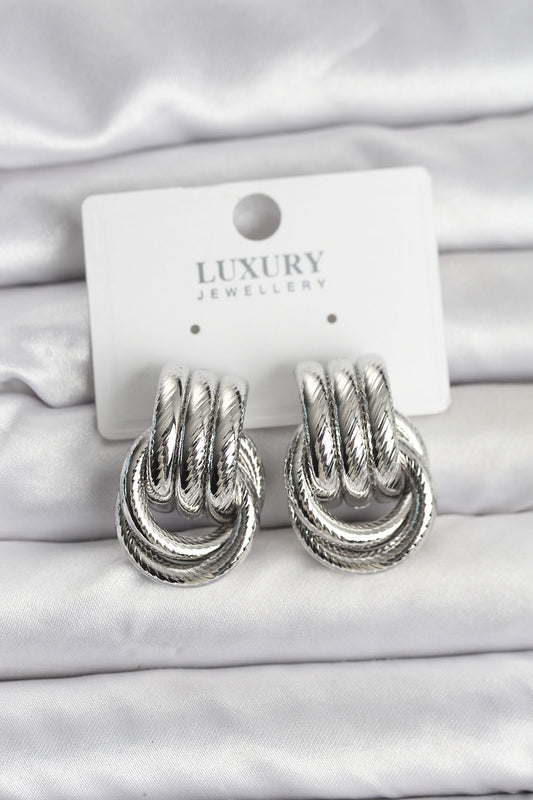 Brass Silver-Tone Women's Hoop Earrings