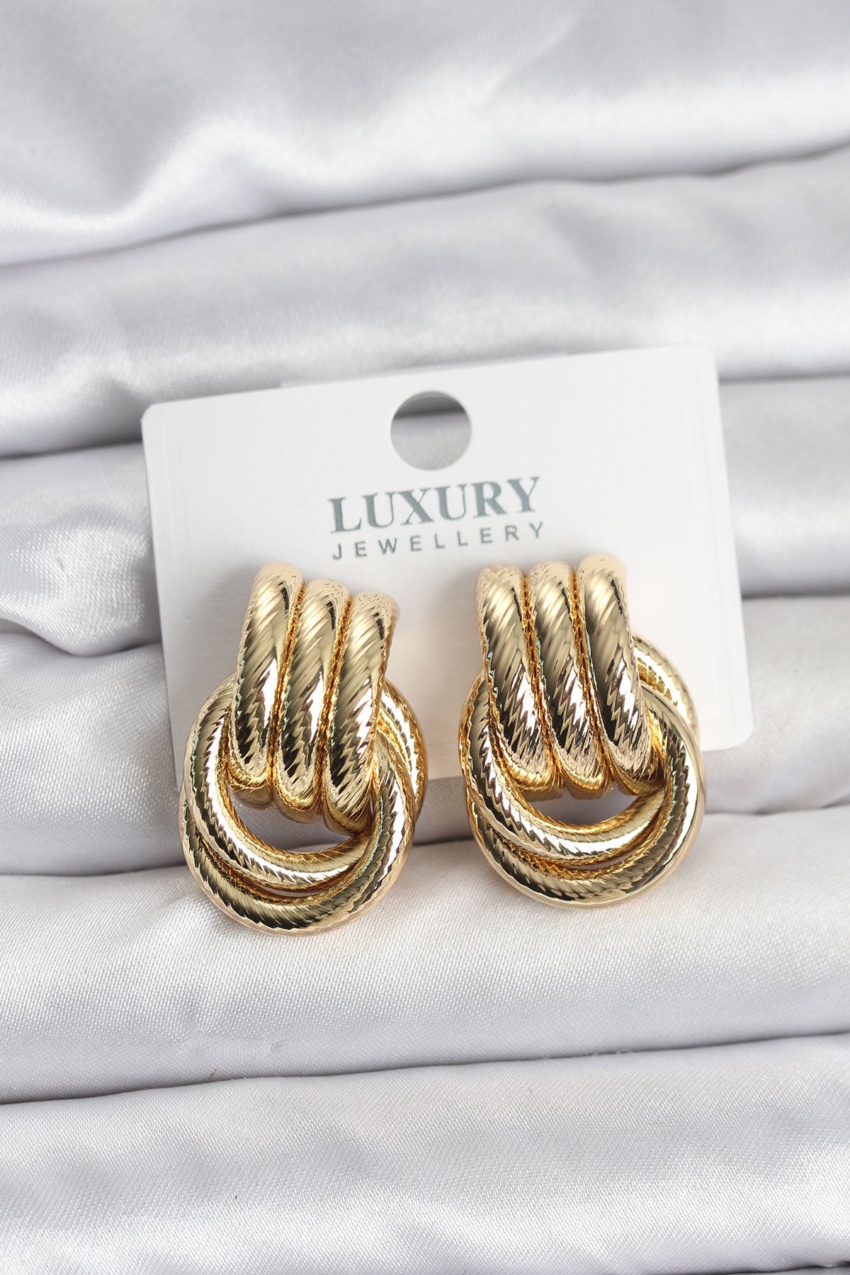 Brass Gold-Tone Women's Hoop Earrings