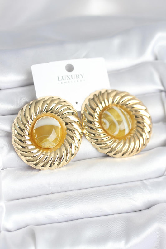 Brass Gold-Tone Vintage-Inspired Women's Earrings