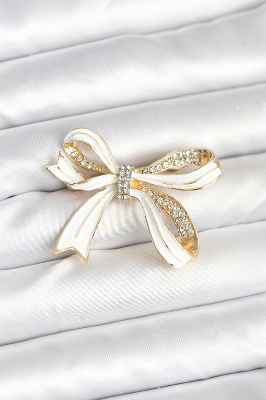 White Bow Brooch Pin