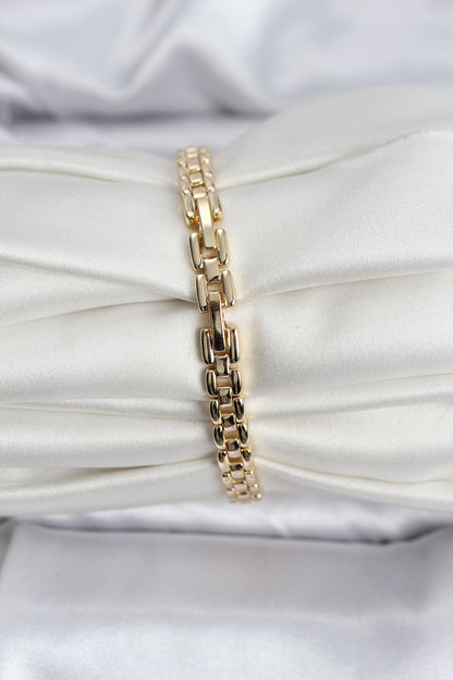14K Gold Renk Kaplama Zirkon Kare Taşlı CM Kadın Bileklik