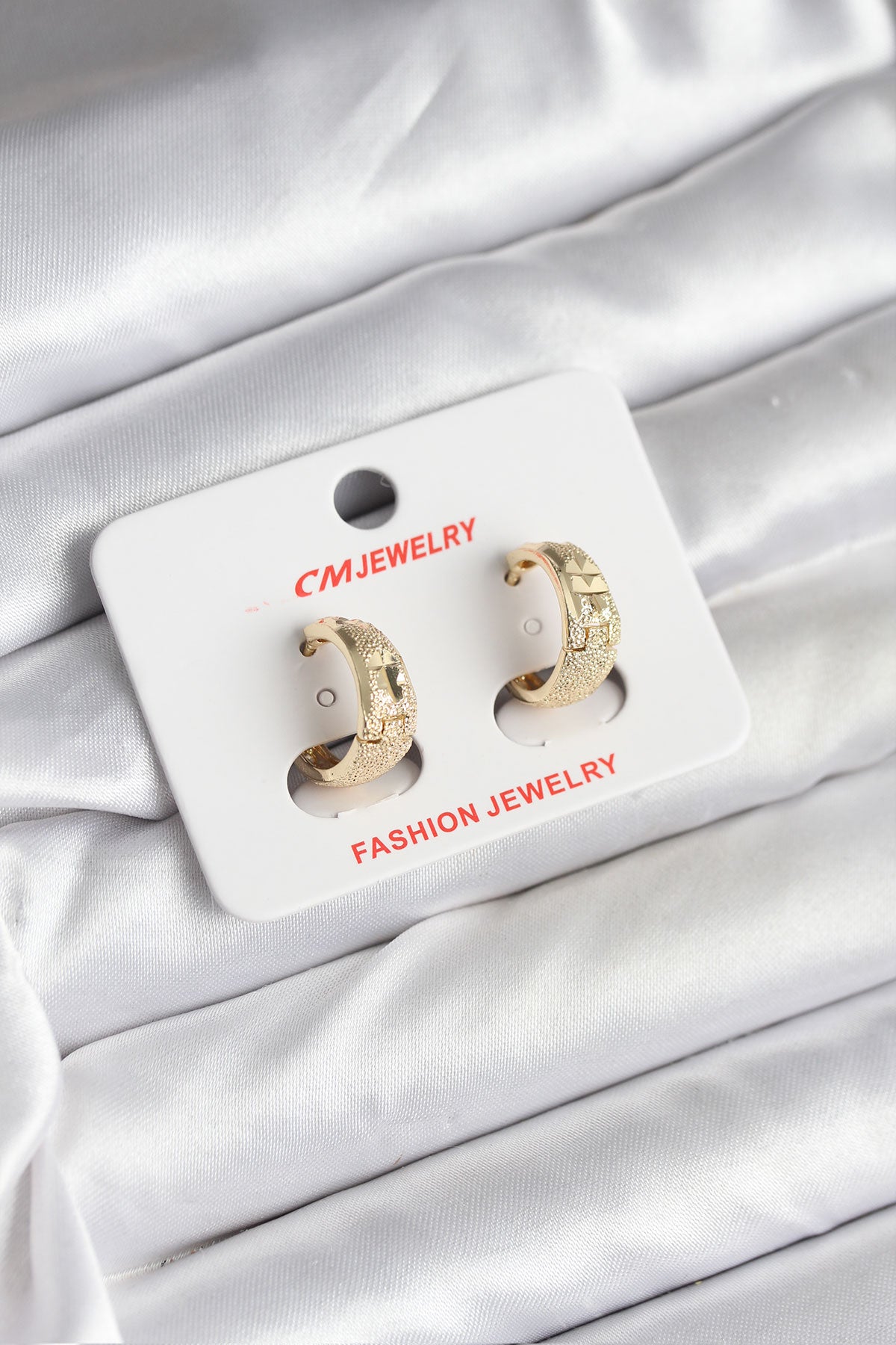 Gold-Tone Laser-Cut Women's Hoop Earrings