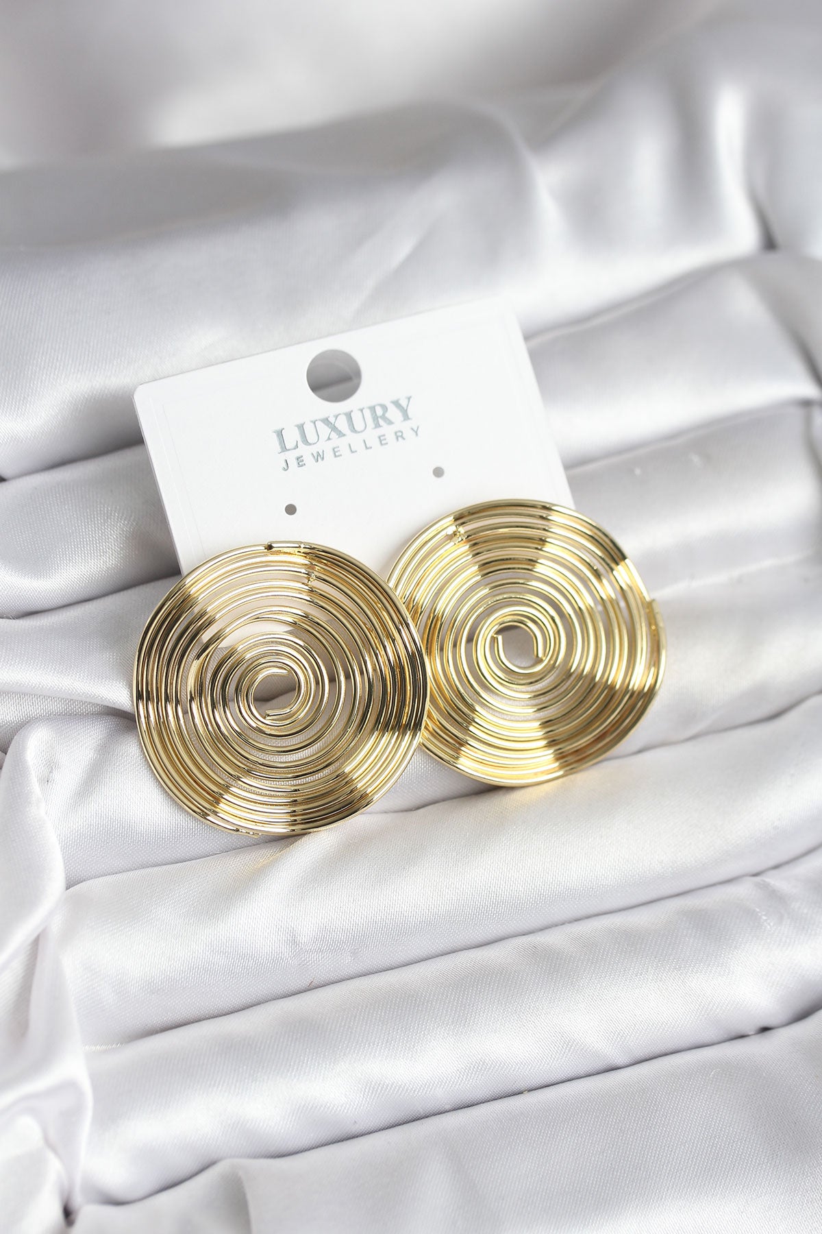 Brass Gold-Tone Circle Women's Earrings