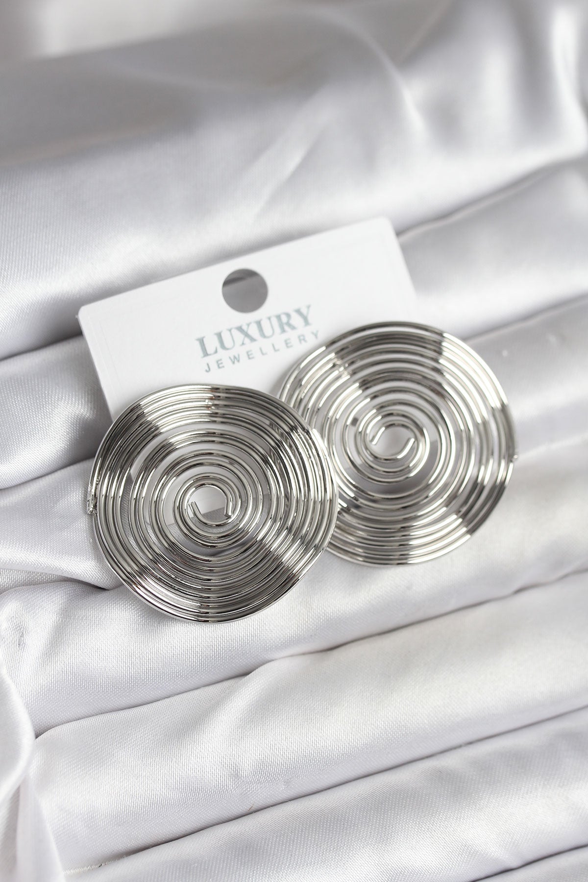 Brass Silver-Tone Circle Women's Earrings