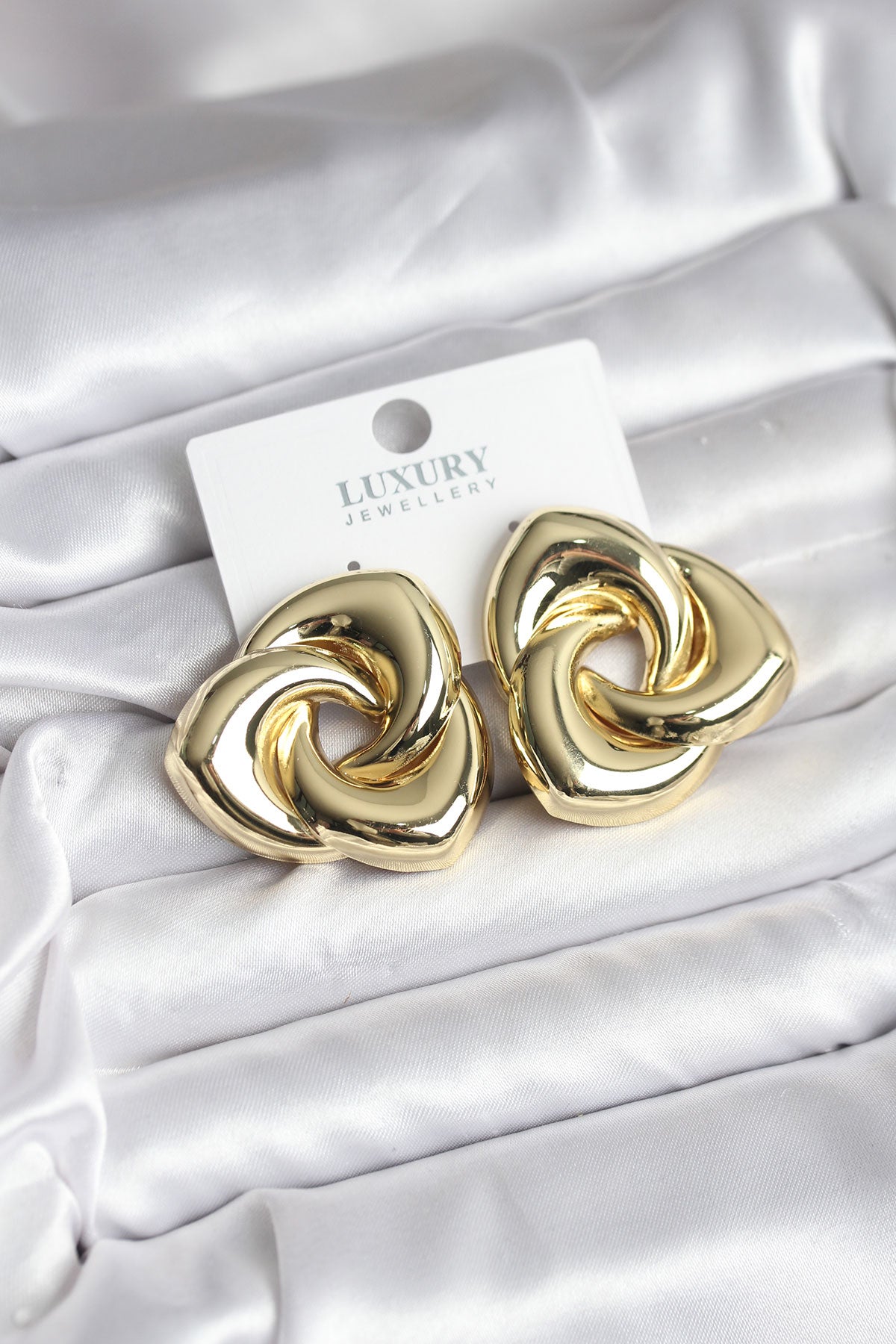 Brass Gold-Tone Geometric Vintage-Inspired Women's Earrings