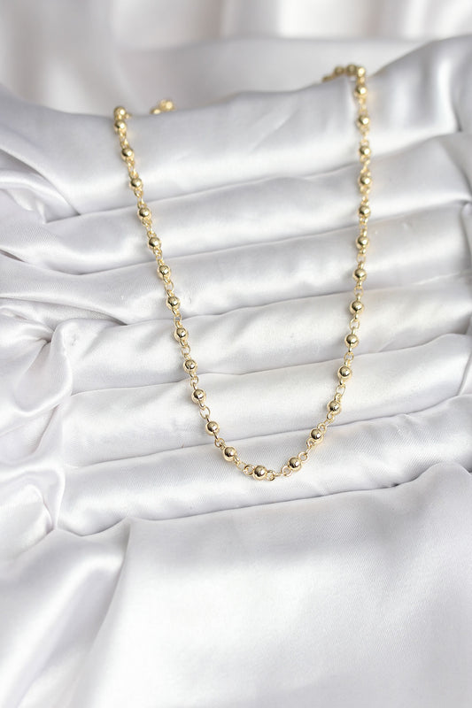 14K Gold Renk Kaplama Topçuklu Zincir Model CM Kadın Kolye