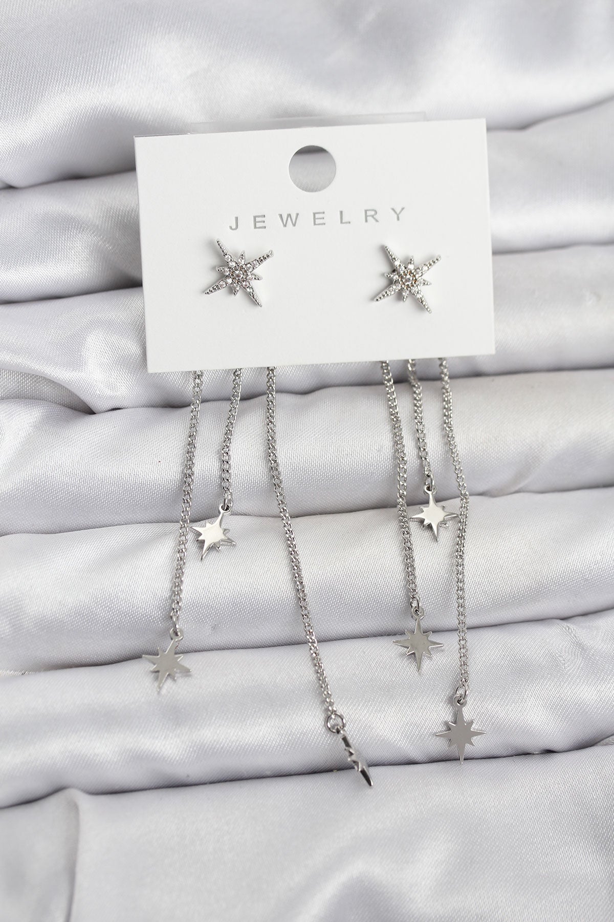 Brass Silver-Tone North Star Dangle Women's Earrings