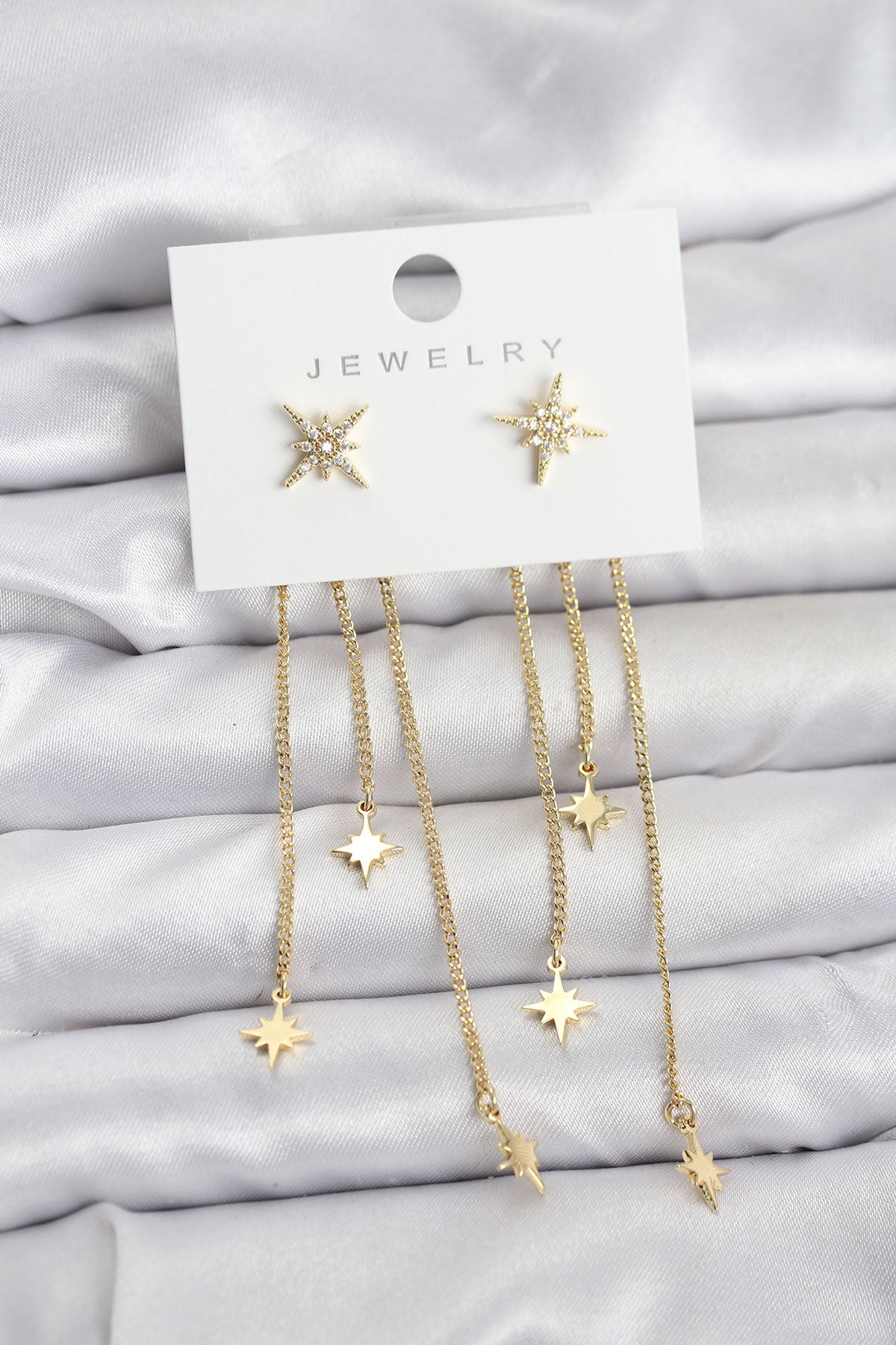 Brass Gold-Tone North Star Dangle Women's Earrings