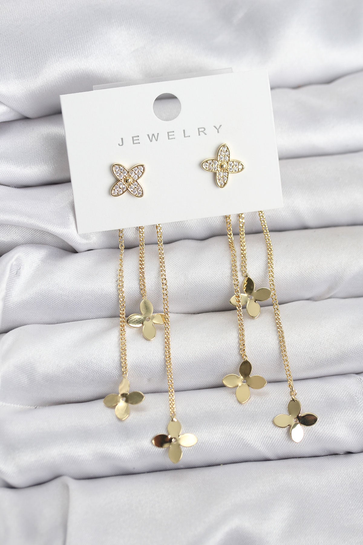 Brass Gold-Tone Lotus Dangle Women's Earrings