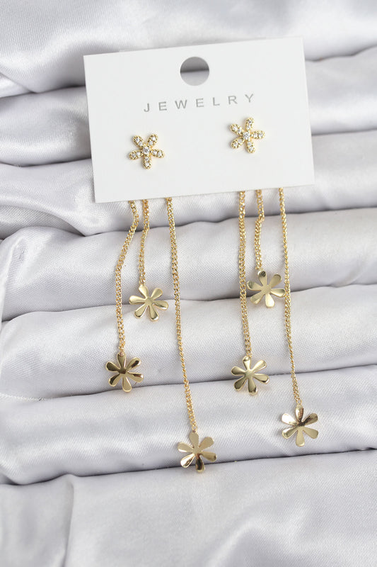 Brass Gold-Tone Daisy Dangle Women's Earrings