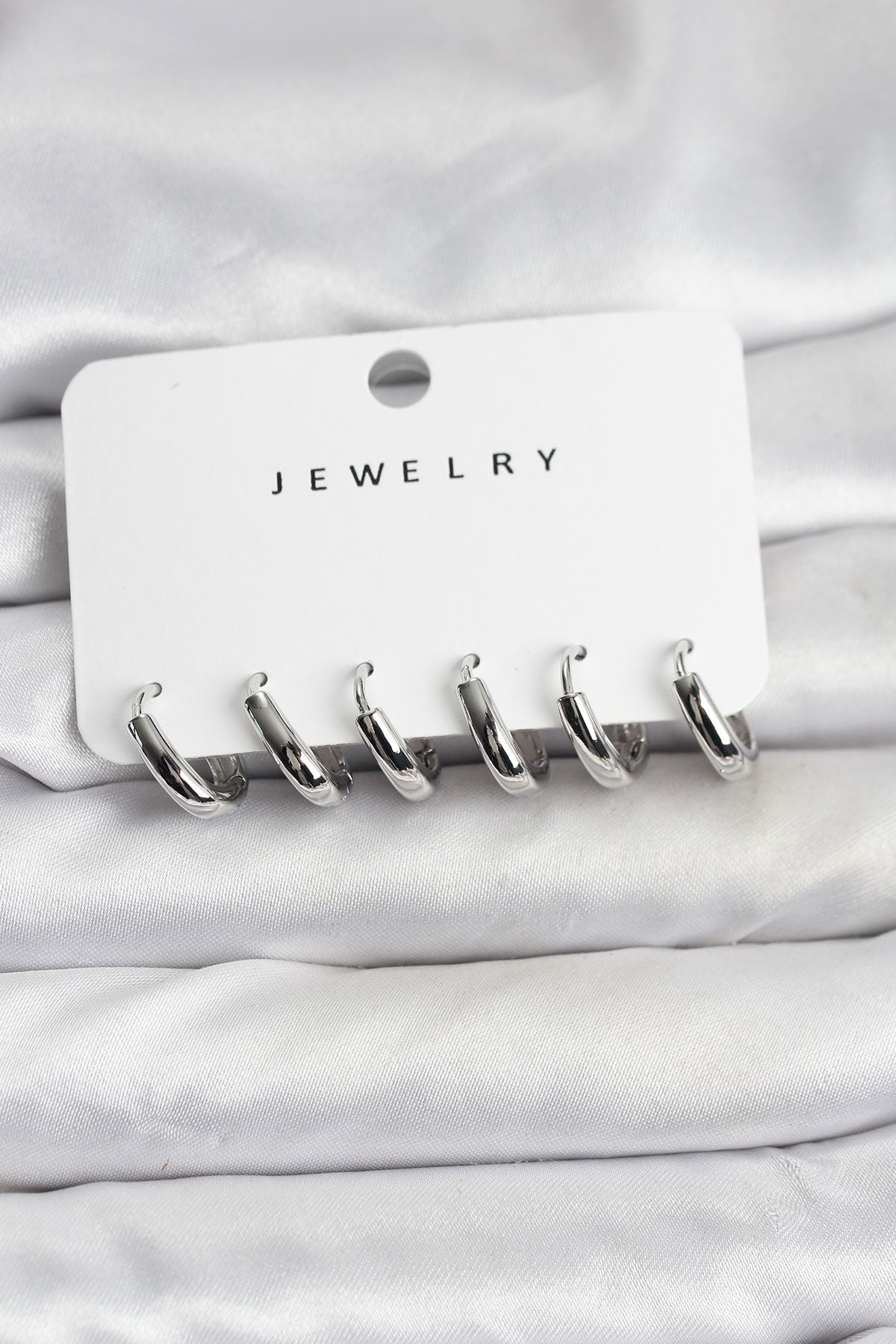 Brass Silver-Tone Hoop Earrings