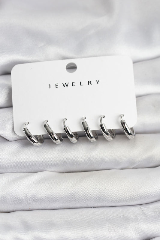 Brass Silver-Tone Hoop Earrings
