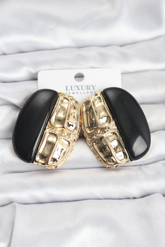 Brass Black Vintage-Inspired Women's Earrings