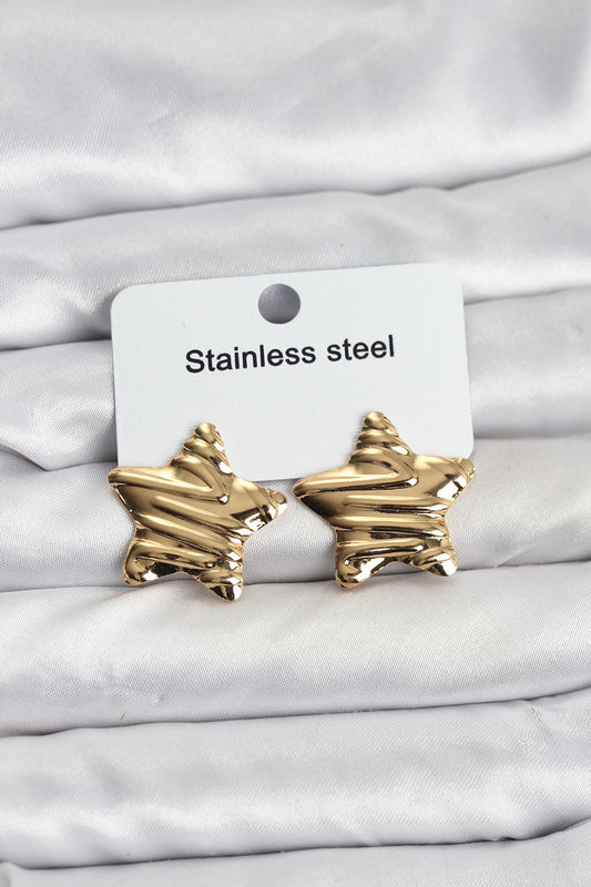 316L Stainless Steel Gold-Tone Star Women's Earrings