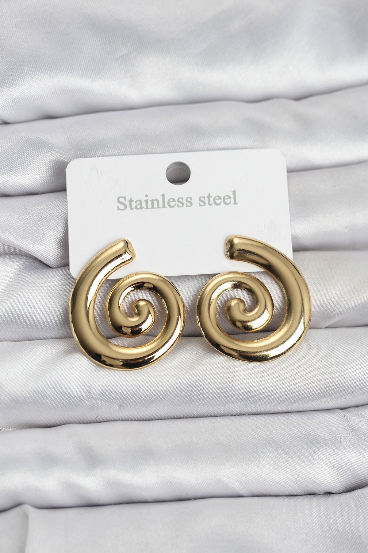 316L Stainless Steel Gold-Tone Spiral Women's Earrings
