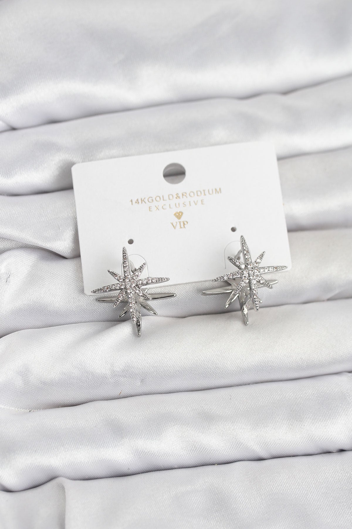 Brass Silver-Tone North Star Women's Earrings