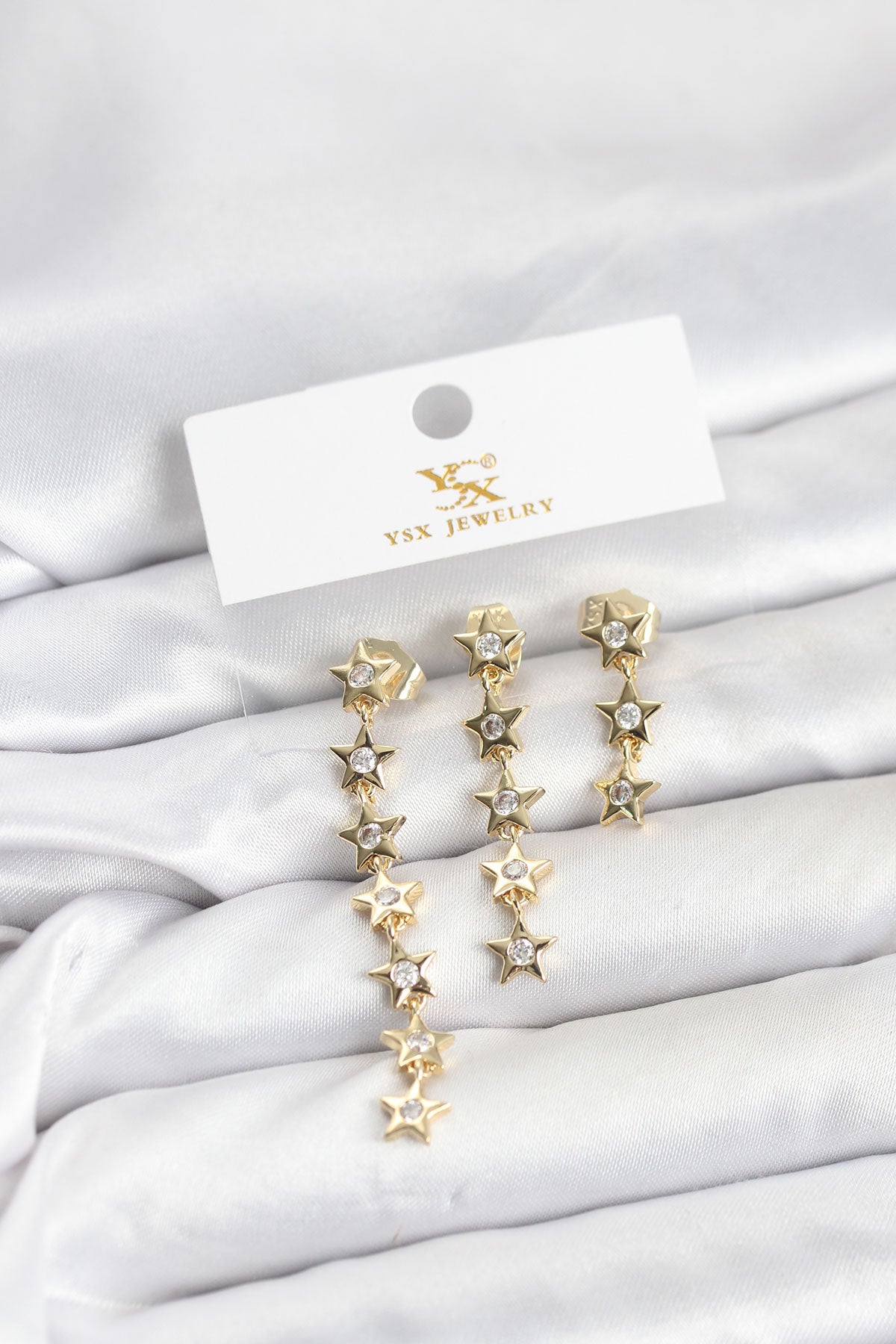 Brass Gold-Tone Star 3-Pair Women's Earrings Set