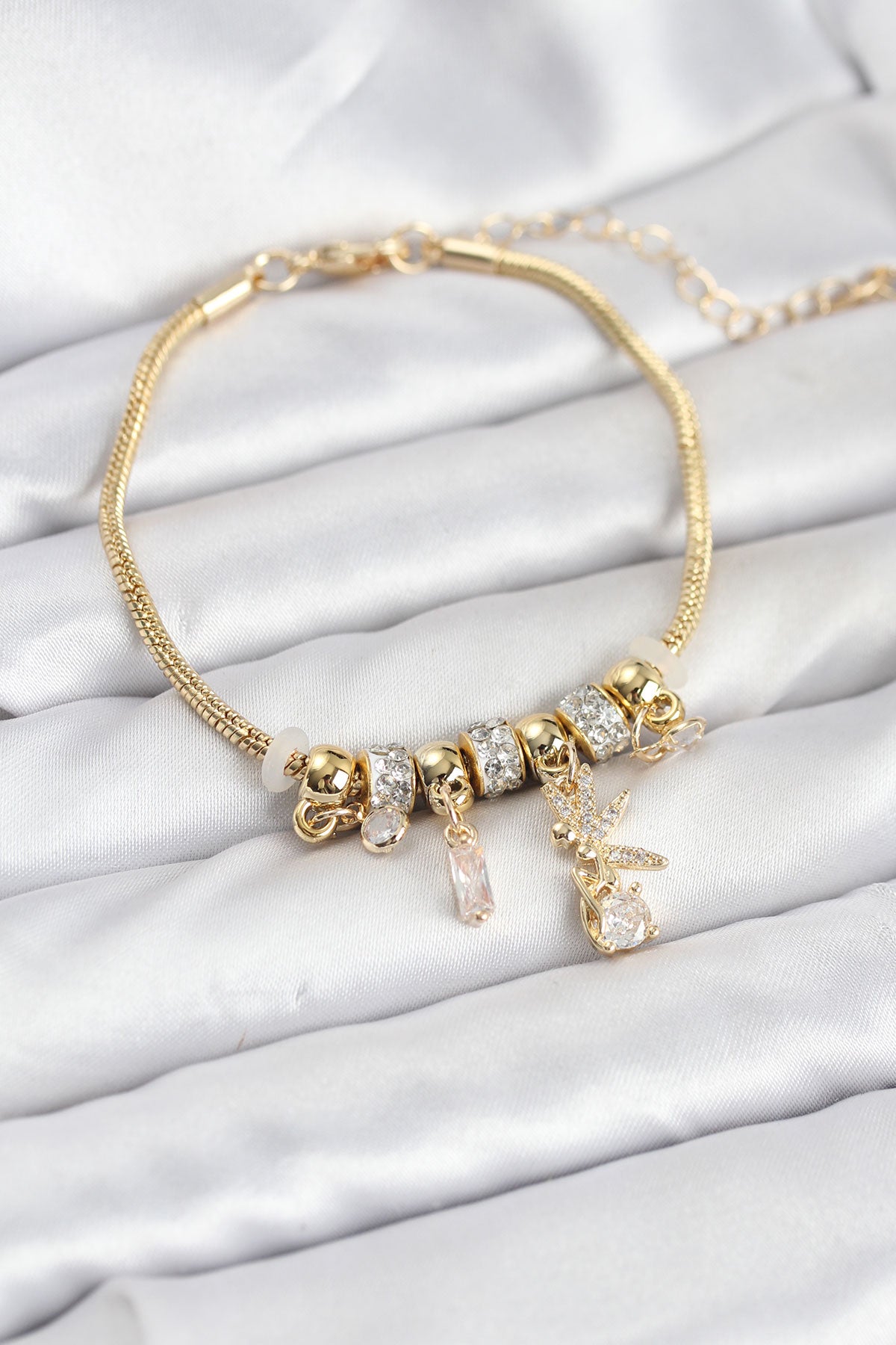 Brass Gold-Tone Charm Women's Bracelet