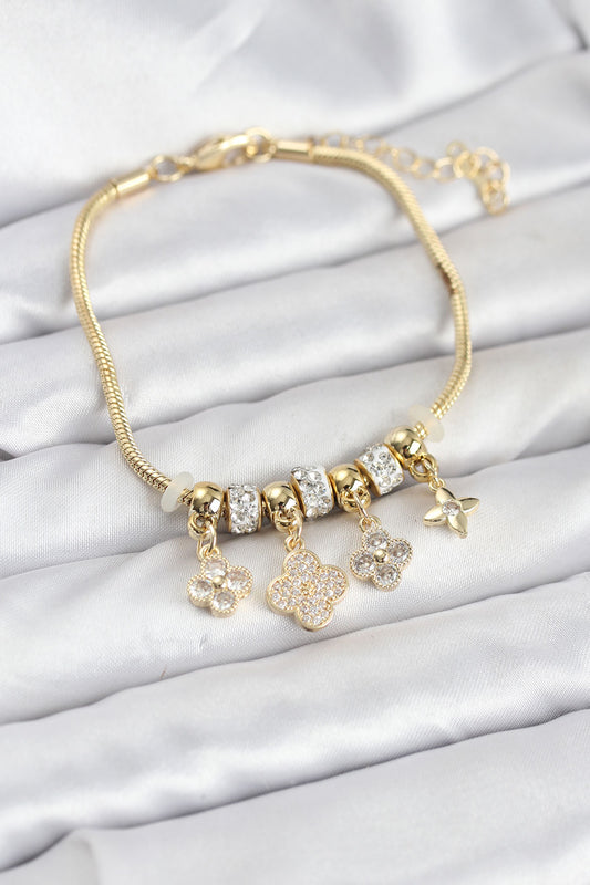 Brass Gold-Tone Clover Women's Bracelet