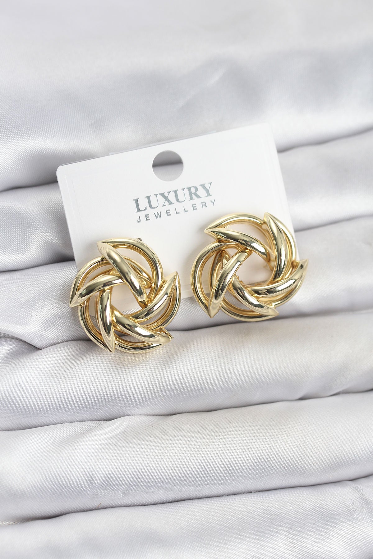 Brass Gold-Tone Sharp Spiral Women's Earrings
