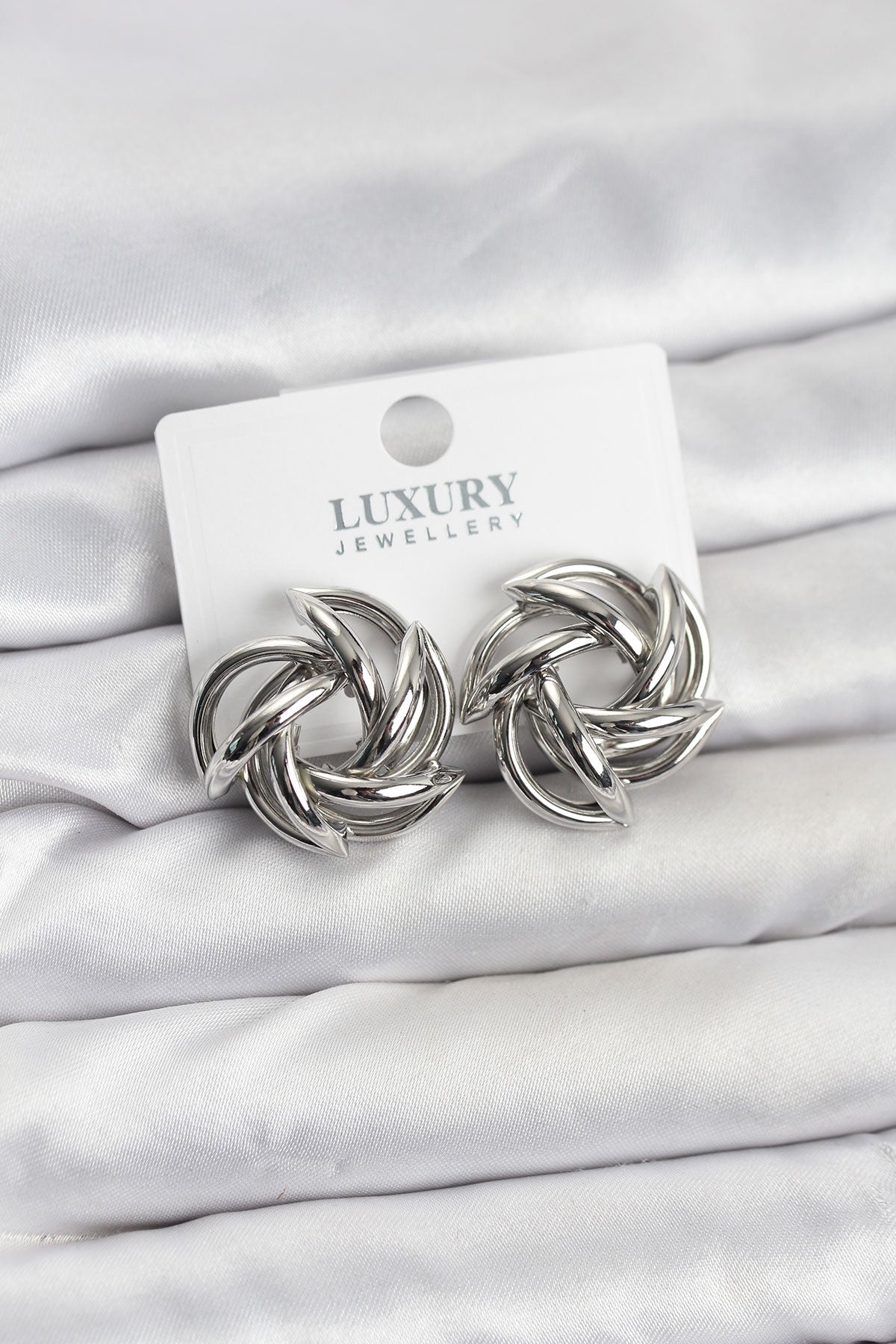 Brass Silver-Tone Sharp Spiral Women's Earrings