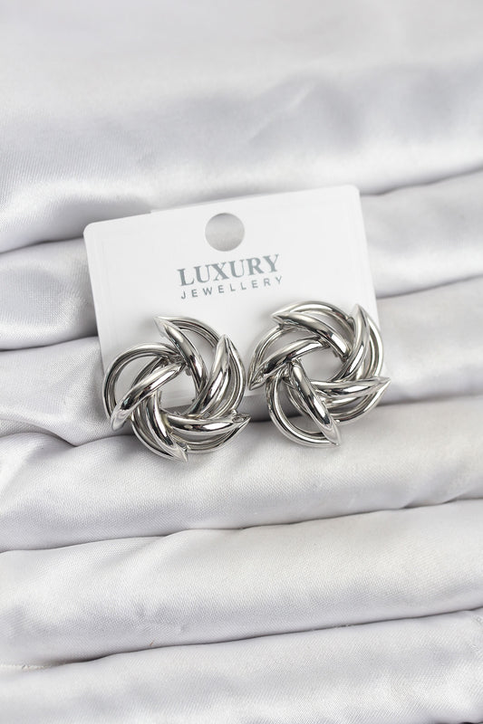 Brass Silver-Tone Sharp Spiral Women's Earrings