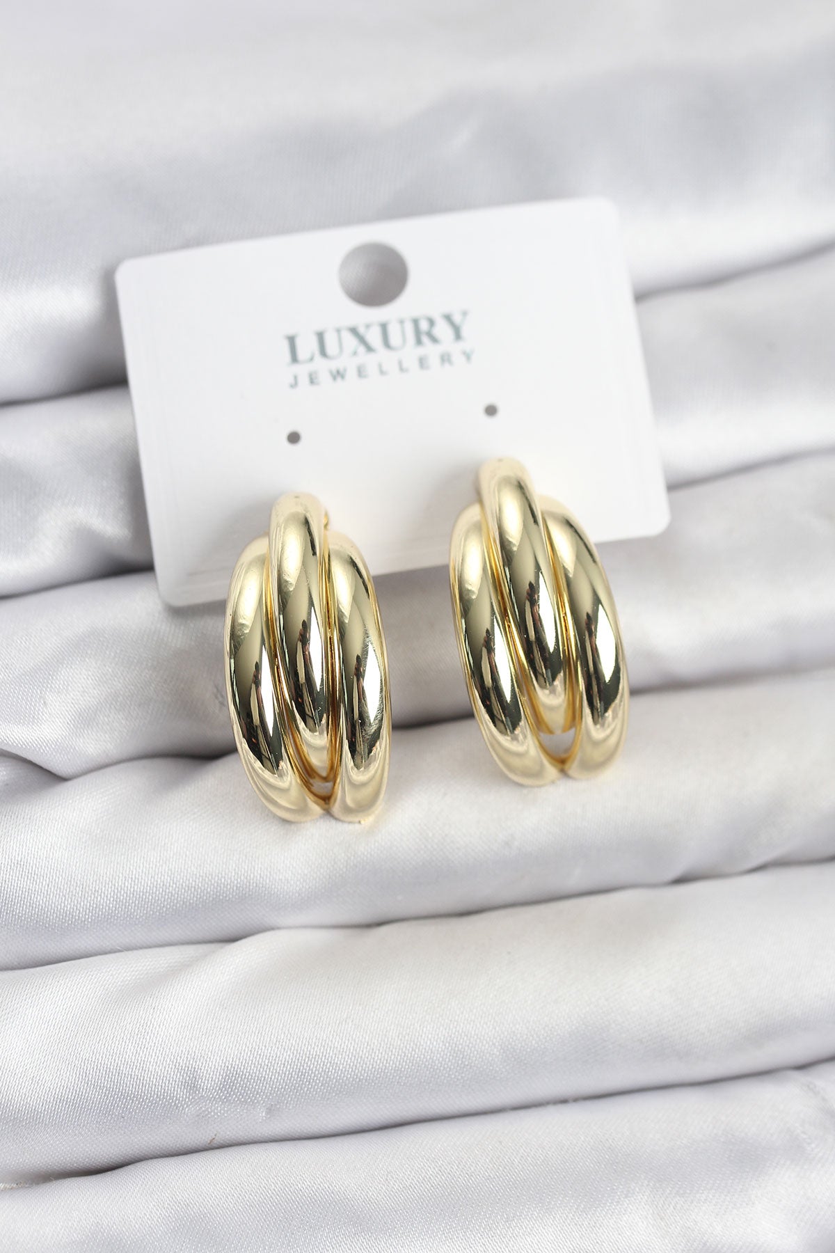 Brass Gold-Tone Half Hoop Earrings