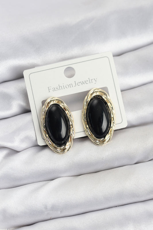 Black Almond Vintage-Inspired Women's Earrings