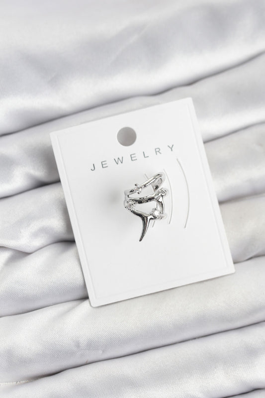Gümüş Renk Pirinç Diken Model Kıkırdak Earcuff Küpe