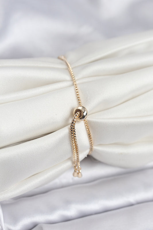 Gold-Tone Adjustable Swan Tennis Bracelet with Zircon Detail