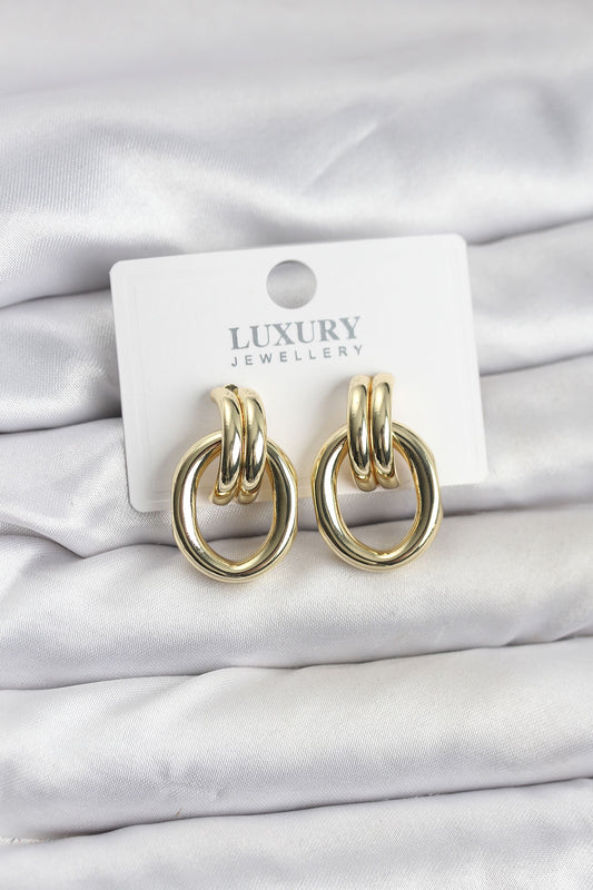 Brass Gold-Tone Vintage-Inspired Women's Earrings