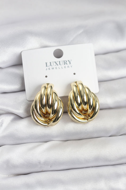 Brass Gold-Tone Vintage-Inspired Women's Earrings