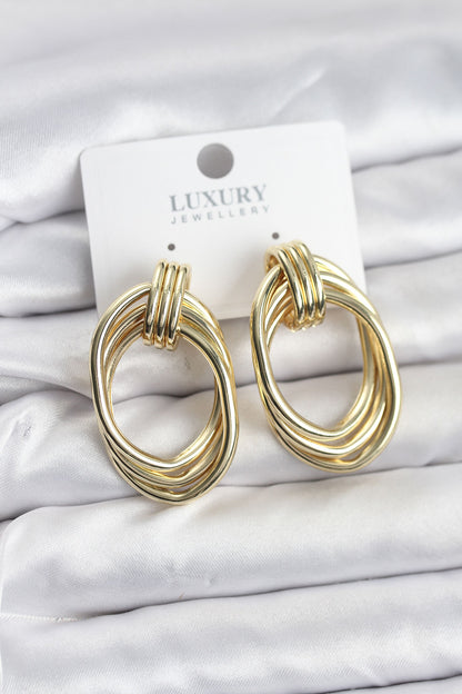 Pirinç Gold Renk Damla Model Vintage Kadın Küpe