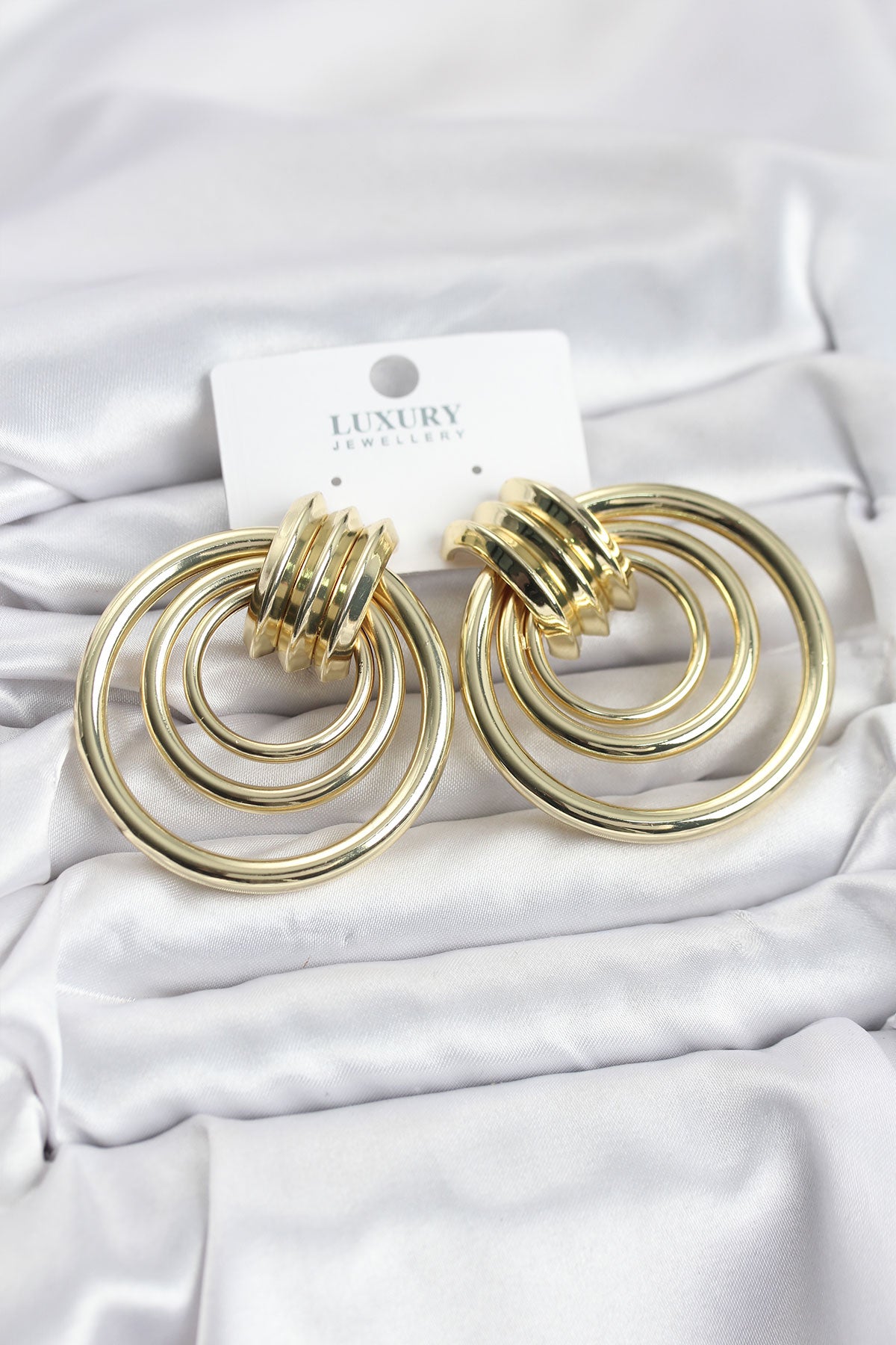 Brass Gold-Tone Vintage-Inspired Hoop Earrings