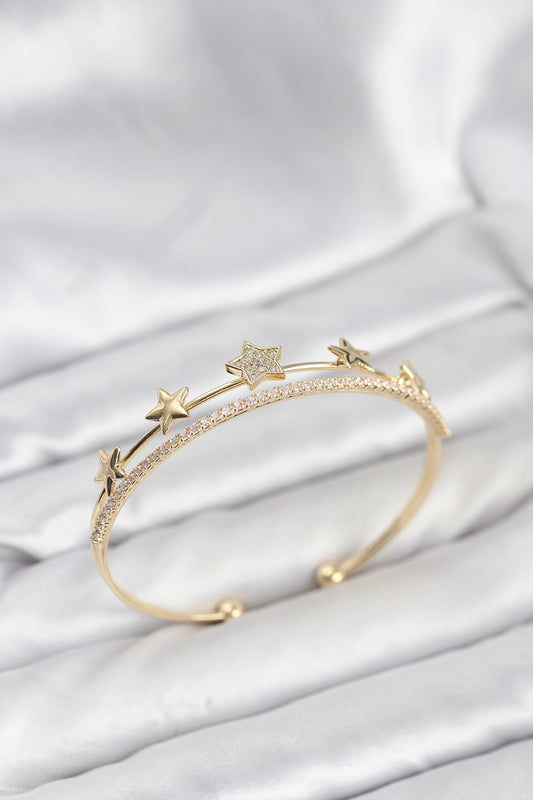 Brass Gold-Tone Star Women's Bracelet