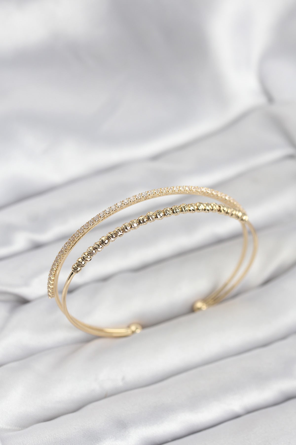 Brass Gold-Tone Beaded Women's Bracelet