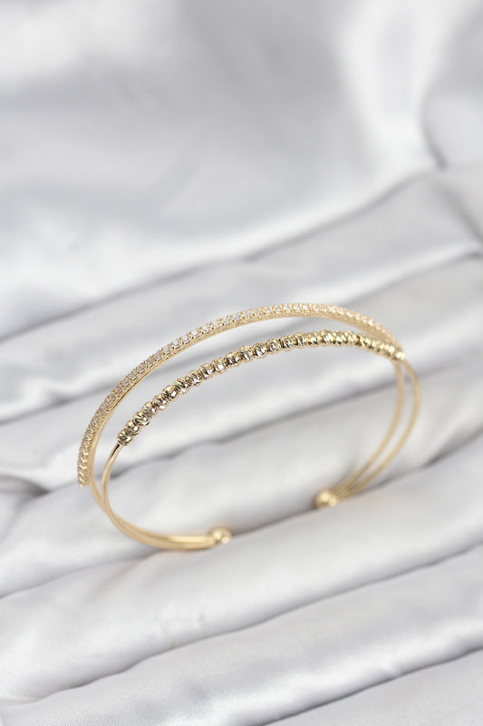 Brass Gold-Tone Beaded Women's Bracelet
