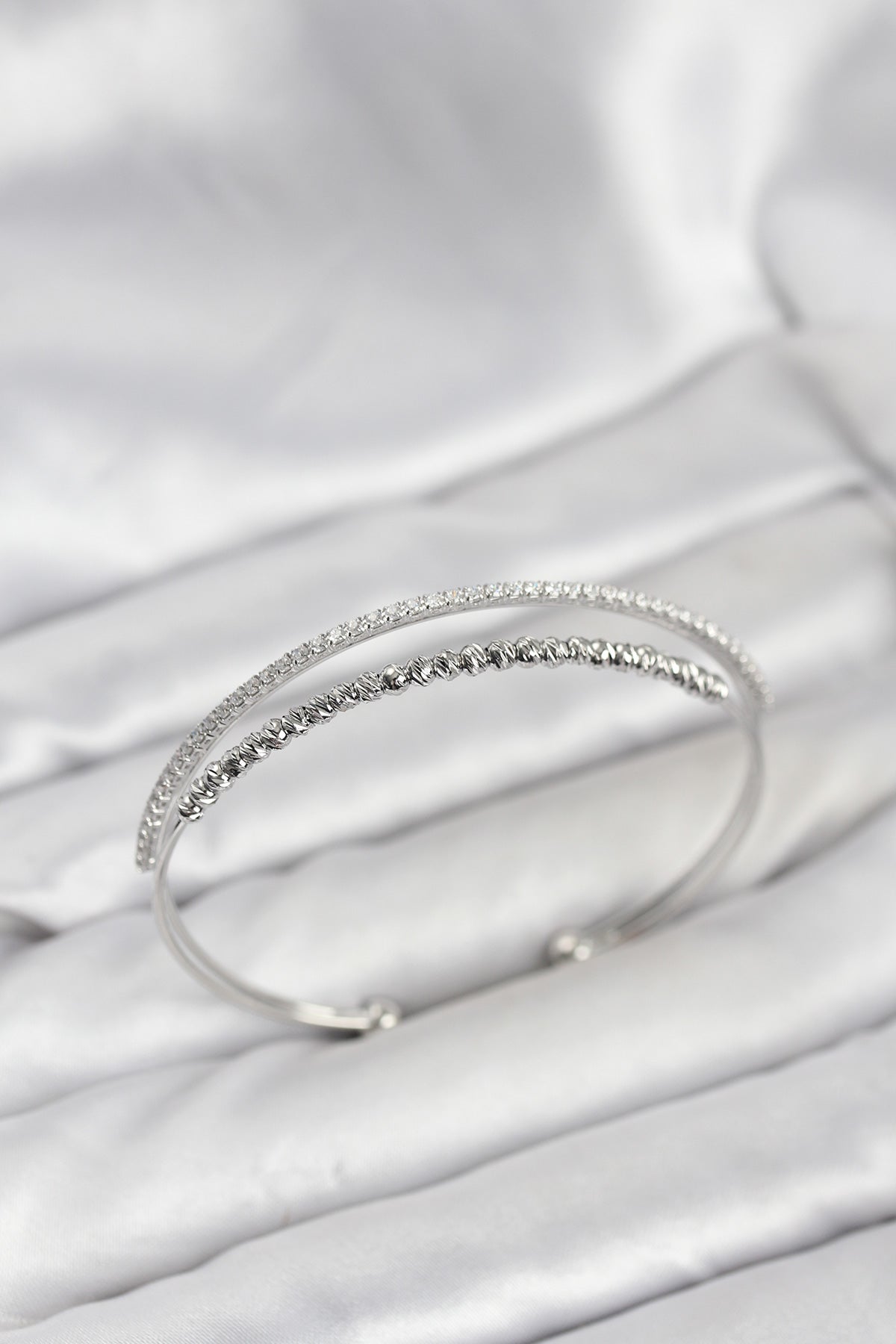 Brass Silver-Tone Beaded Women's Bracelet