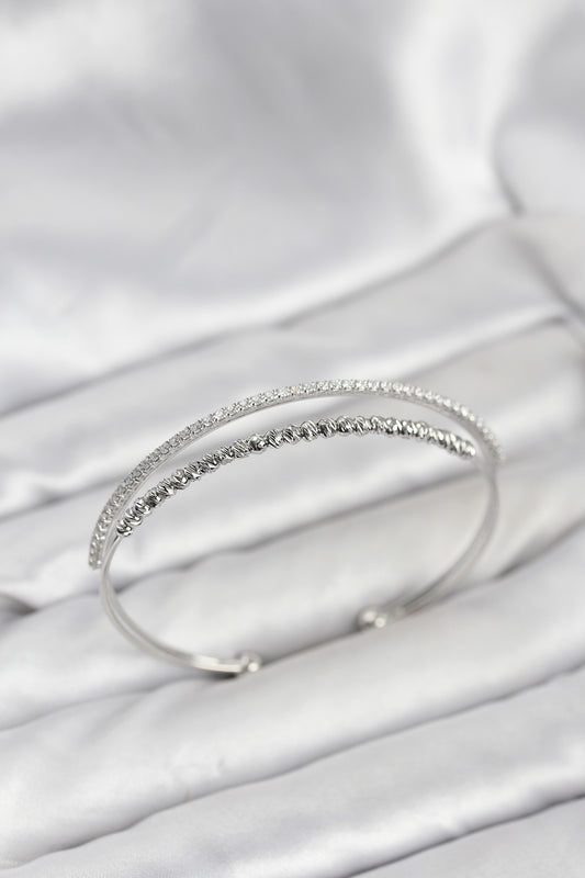 Brass Silver-Tone Beaded Women's Bracelet