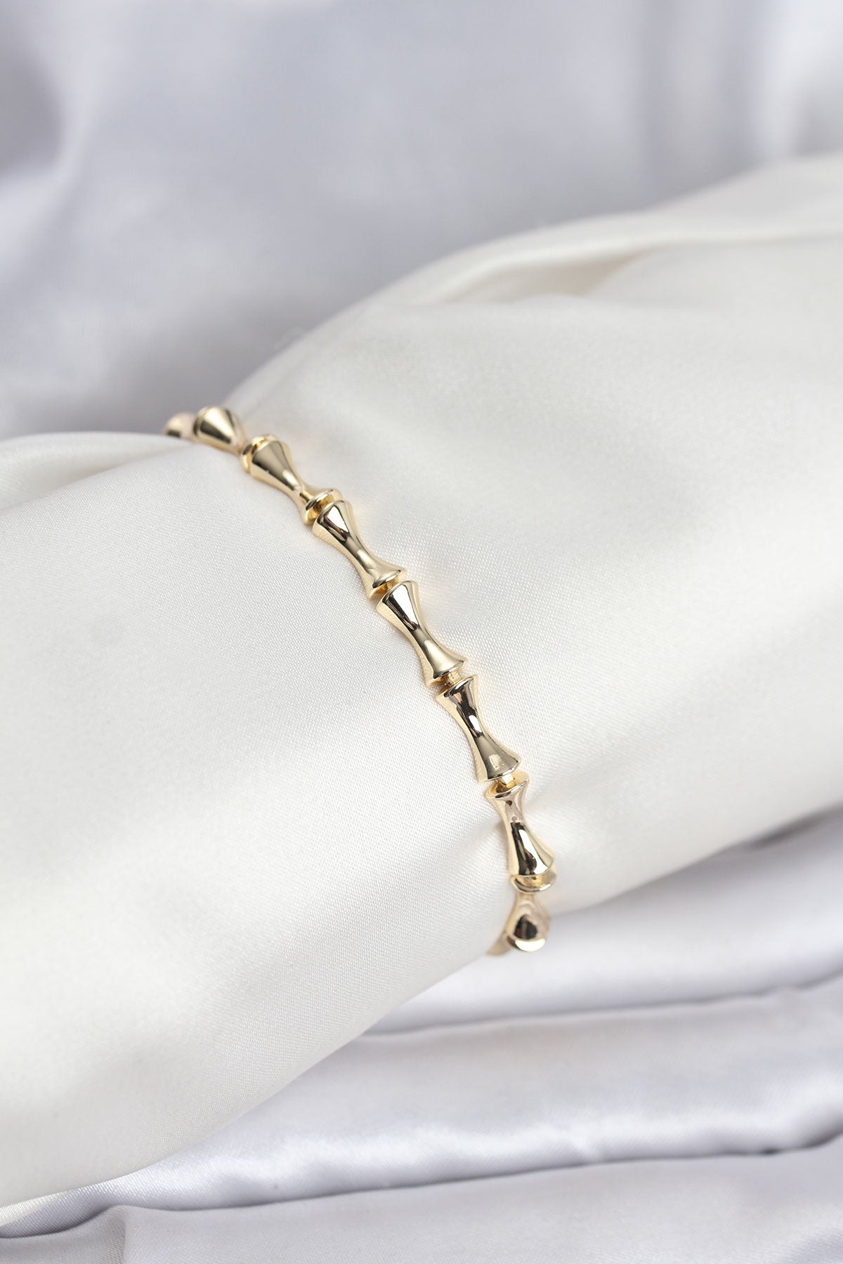 Brass Gold-Tone Bone Women's Bracelet with Zircon Detail