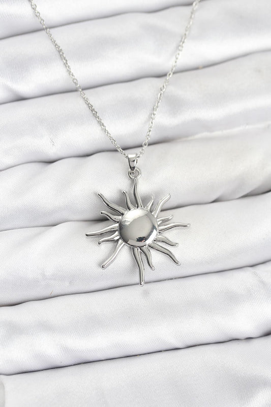 316L Çelik Zincir Gümüş Renk Güneş Model Kadın Kolye