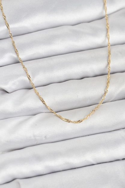 CM 14K Gold Renk Pirinç Ezme Burgu Model Kadın Kolye