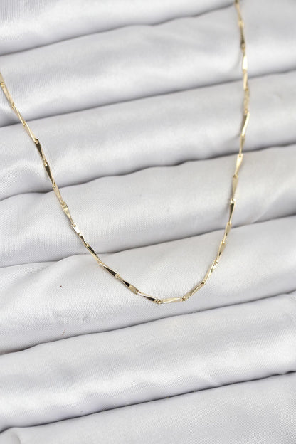 CM 14K Gold Renk İnce Kesim Çubuk Model Zincir Kadın Kolye