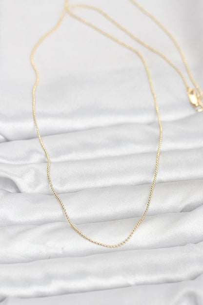 CM 14K Gold Renk İnce Top Zincirli 60 cm Kadın Kolye